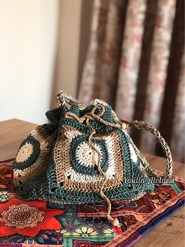 Beden yeşil Renk Örgü çanta