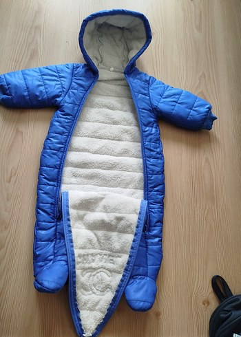 Mavi Kapüşonlu Bebek Kayak Tulumu - Görsel 6