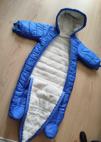 Mavi Kapüşonlu Bebek Kayak Tulumu - Görsel 5