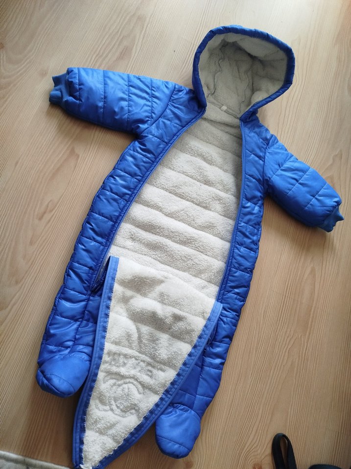 Mavi Kapüşonlu Bebek Kayak Tulumu - Görsel 5