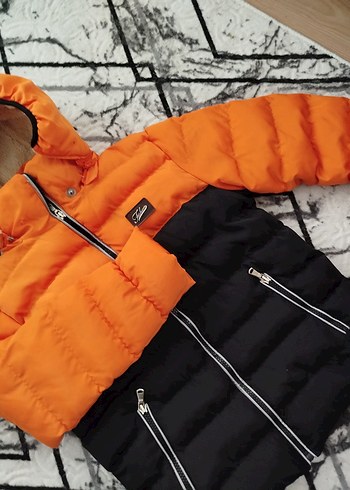 Erkek Çocuk Turuncu Siyah Fermuarlı Mont - Görsel 5