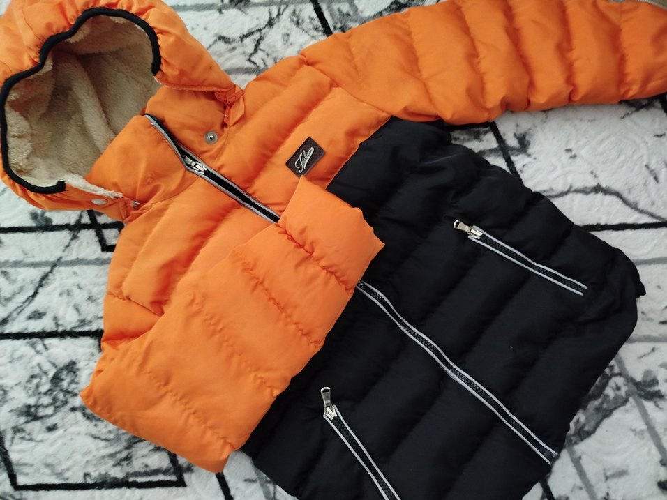 Erkek Çocuk Turuncu Siyah Fermuarlı Mont - Görsel 4