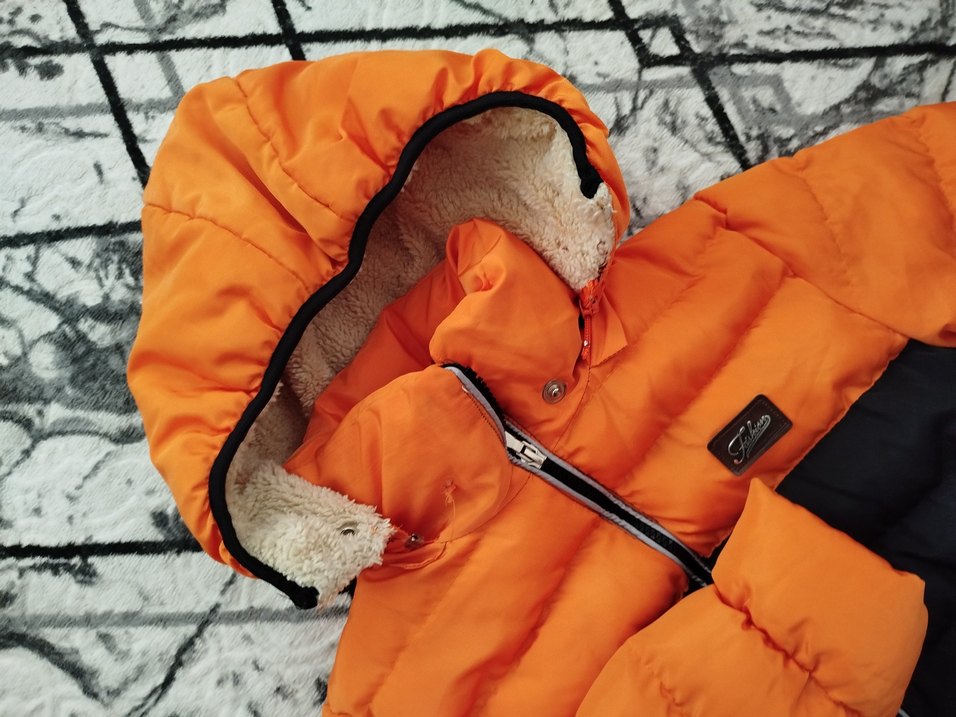 Erkek Çocuk Turuncu Siyah Fermuarlı Mont - Görsel 2