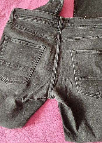 Düğmeli Gri Erkek Denim Jean - Görsel 6