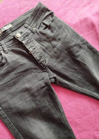 Düğmeli Gri Erkek Denim Jean - Görsel 5