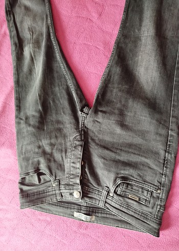 Düğmeli Gri Erkek Denim Jean - Görsel 8