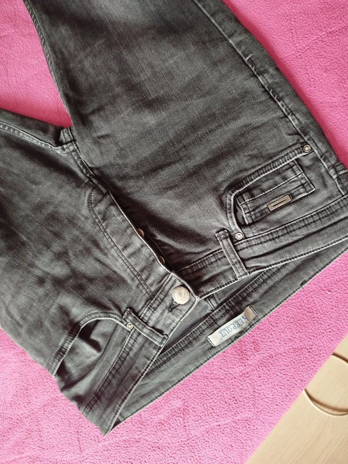 Düğmeli Gri Erkek Denim Jean - Görsel 4