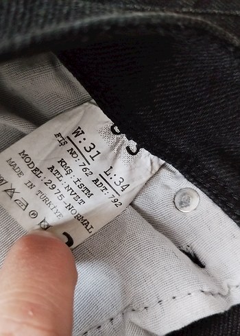 Düğmeli Koyu Gri Erkek Denim Jean - Görsel 8