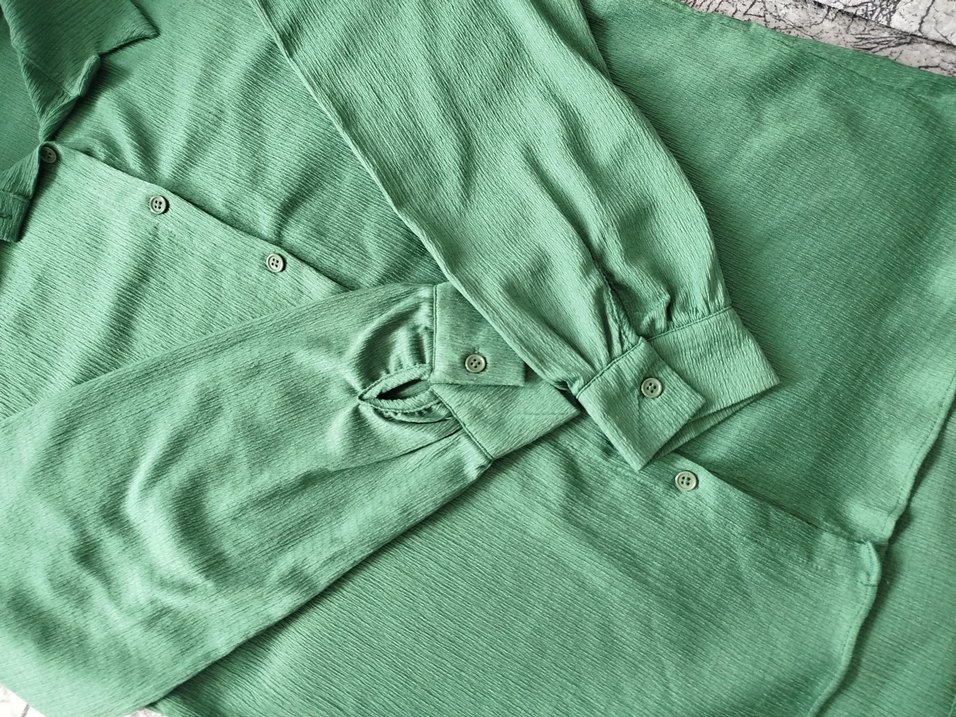 Yeşil Düğmeli Keten Kadın Gömlek - Görsel 5