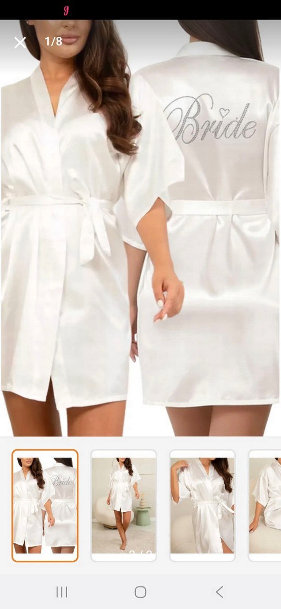 Beyaz Bride Baskılı Kısa Kollu Kadın Sabahlık - Görsel 2