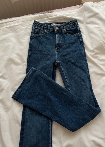 Düğmeli Mavi Denim Kadın Jean - Görsel 2