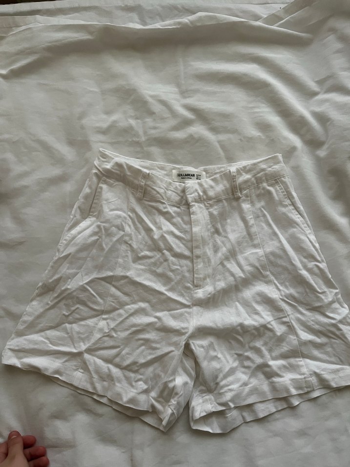 Beyaz Keten Midi Kadın Pantolon - Görsel 2