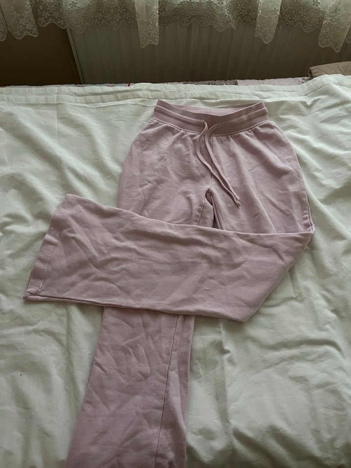 Düğmeli Pembe Pamuklu Kadın Kumaş Pantolon - Görsel 2