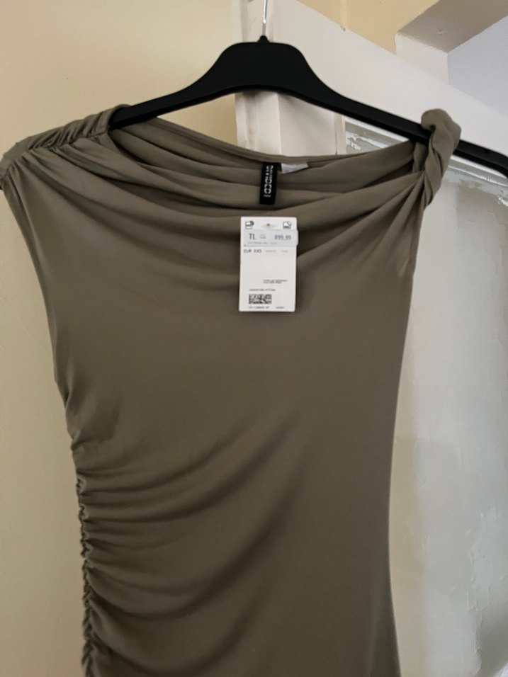 Drapeli Straplez Uzun Kadın Elbise - Görsel 2