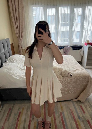 Zara 
Beyaz V Yaka Midi Kadın Elbise - Görsel 2