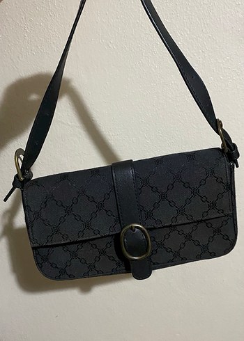 Manuka lacivert Deri Tokalı Kadın Omuz Çantası - Görsel 7