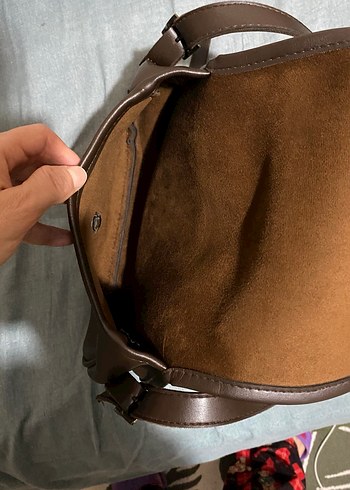 Kahverengi Deri Tokalı Kadın Çantası - Görsel 4