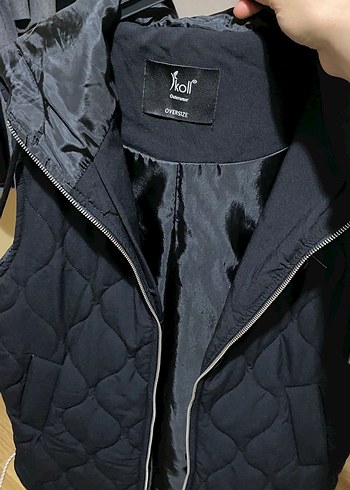 Gri Kapitone Fermuarlı Kadın Yelek - Görsel 8