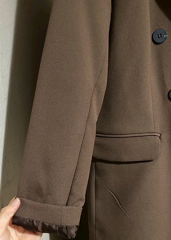 Düğmeli Kahverengi Kadın Blazer Ceket - Görsel 2