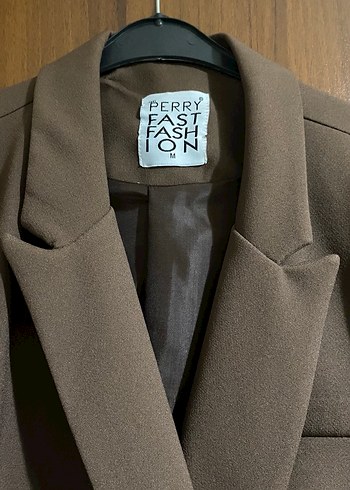 Düğmeli Kahverengi Kadın Blazer Ceket - Görsel 3