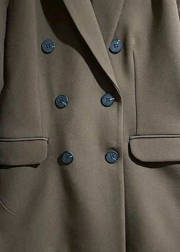 Düğmeli Kahverengi Kadın Blazer Ceket - Görsel 4