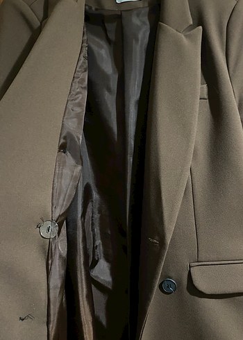 Düğmeli Kahverengi Kadın Blazer Ceket - Görsel 6