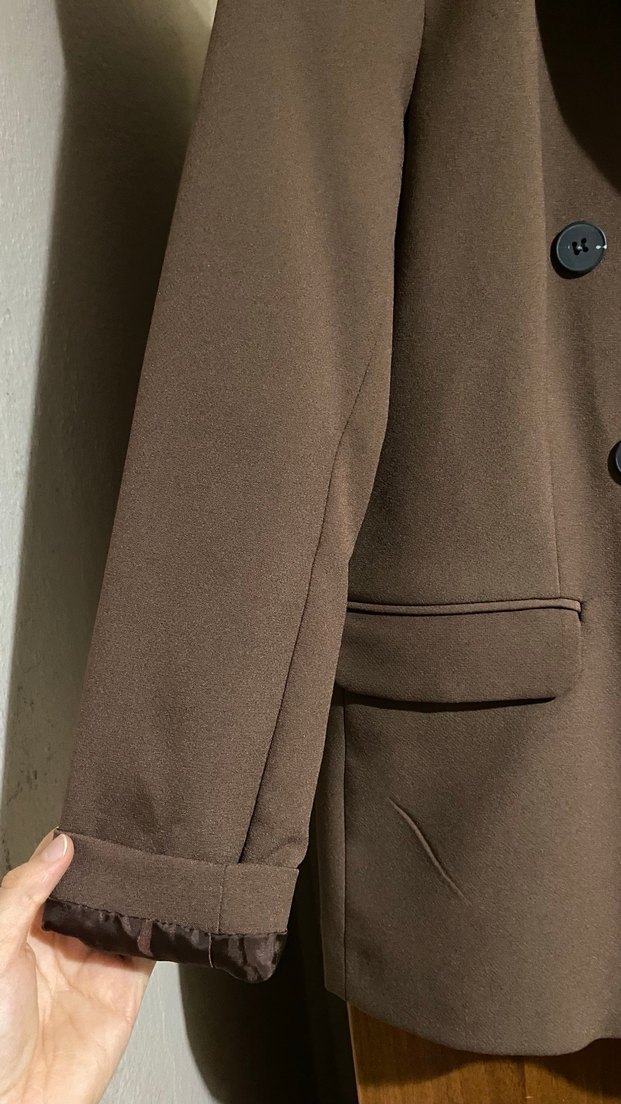 Düğmeli Kahverengi Kadın Blazer Ceket - Görsel 2