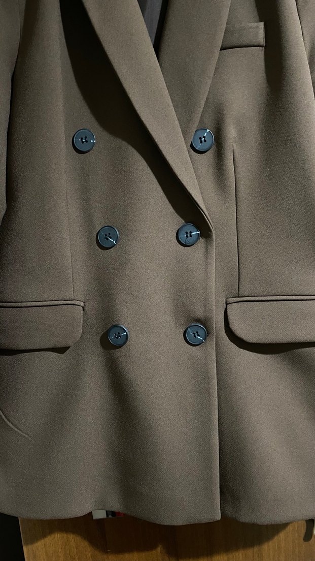 Düğmeli Kahverengi Kadın Blazer Ceket - Görsel 4