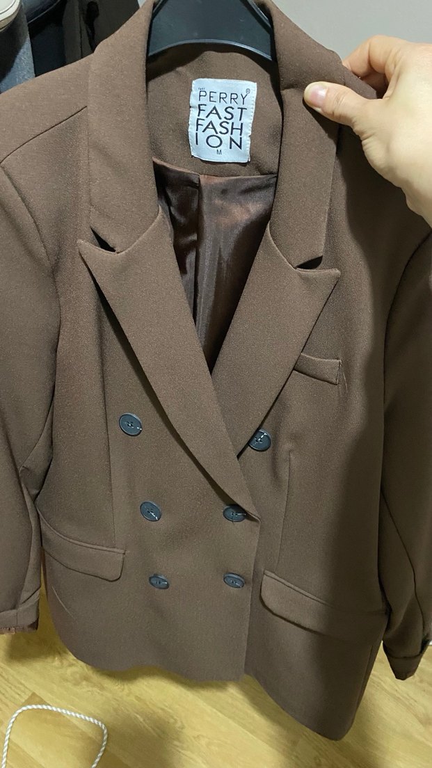 Düğmeli Kahverengi Kadın Blazer Ceket - Görsel 5