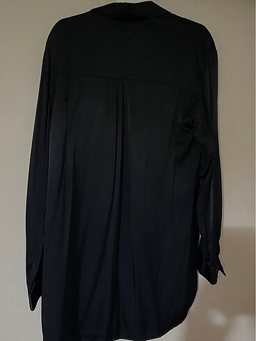 Siyah saten gömlek - Görsel 4