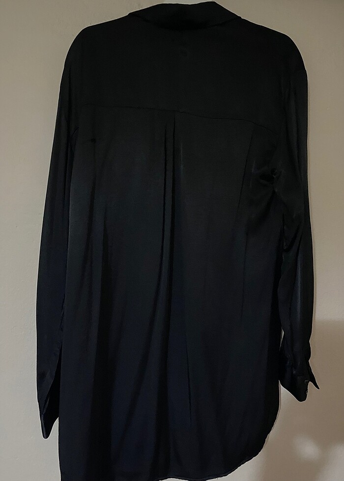 Siyah saten gömlek - Görsel 4