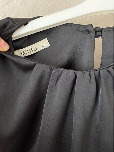 Siyah saten elbise - Görsel 5