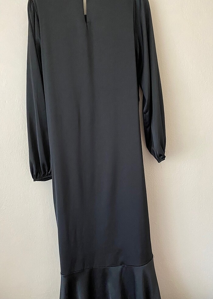 Siyah saten elbise - Görsel 3