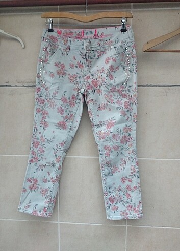 Desenli denim pantolon 