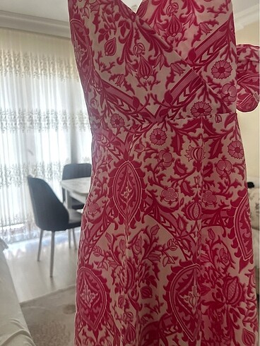 m Beden pembe Renk Pembe midi uçuş uçuş elbise