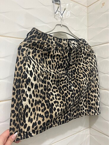 Leopar kısa etek