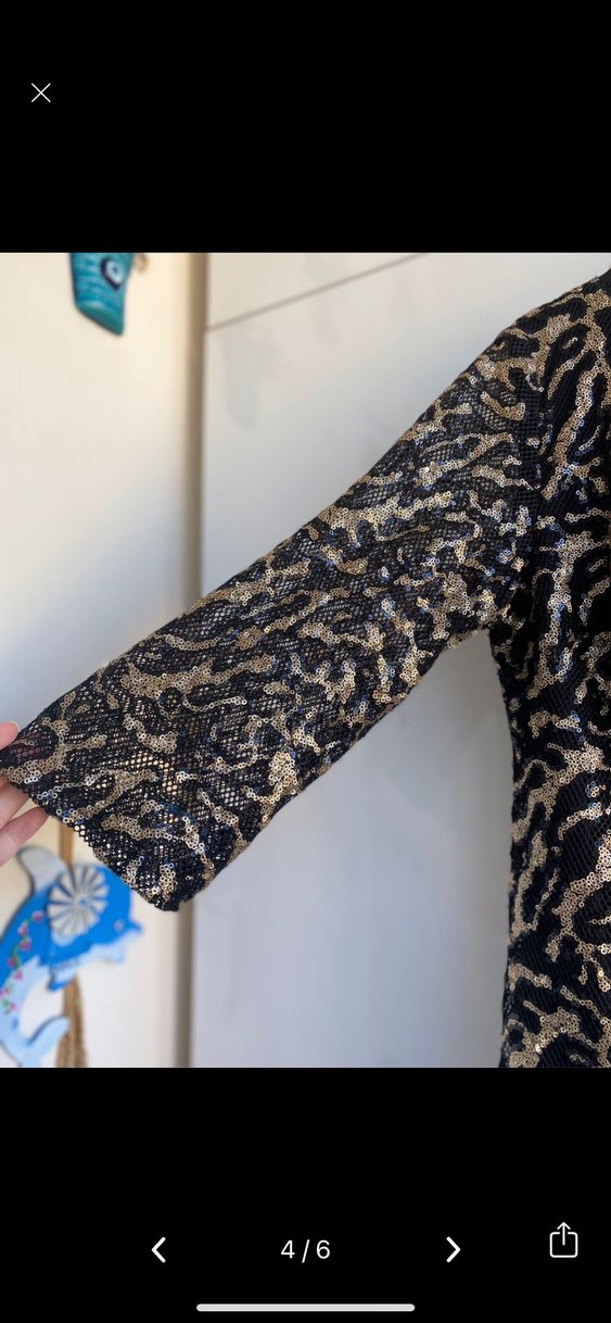 Gold Yılan Desenli  Abiye Elbise - Görsel 3