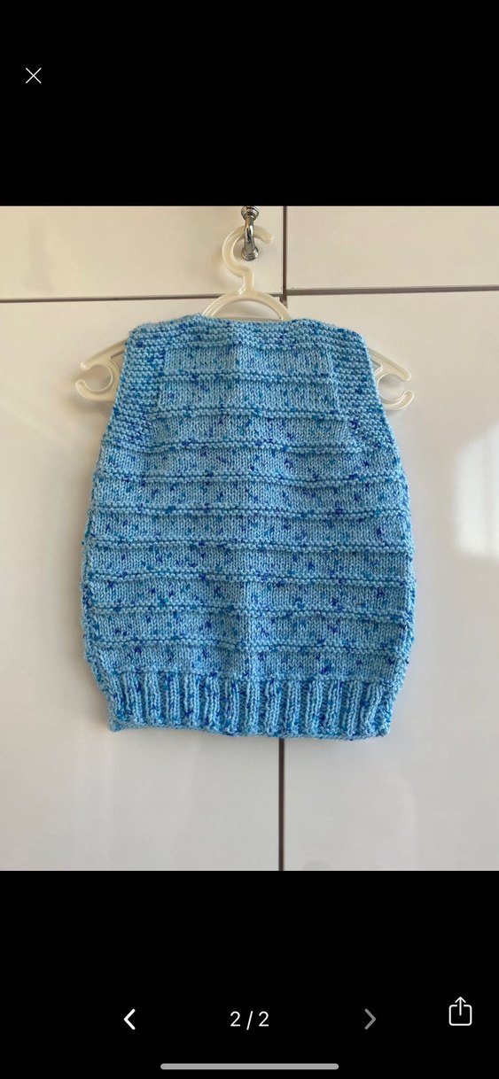 Erkek bebek Örgü V yaka yelek - Görsel 2