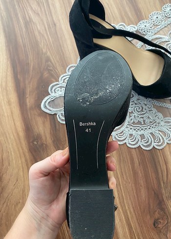 41 Beden Siyah Süet Platform Topuklu Kadın Ayakkabı