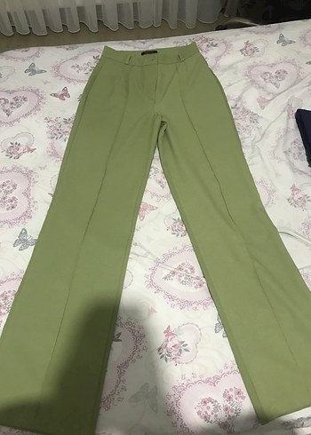 Yeşil Pilili Midi Kadın Kumaş Pantolon