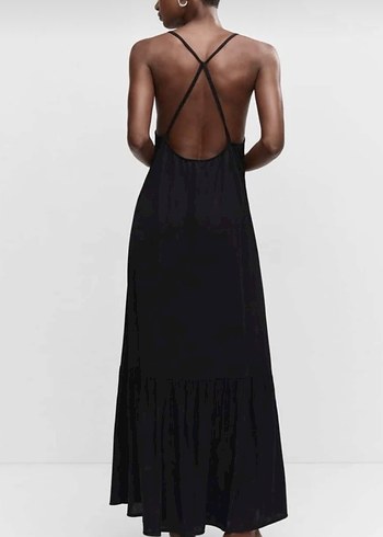 Siyah Askılı Uzun Kadın Elbise - Görsel 3