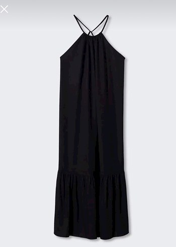 Siyah Askılı Uzun Kadın Elbise - Görsel 7