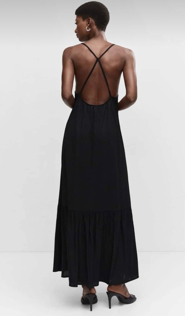 Siyah Askılı Uzun Kadın Elbise - Görsel 3