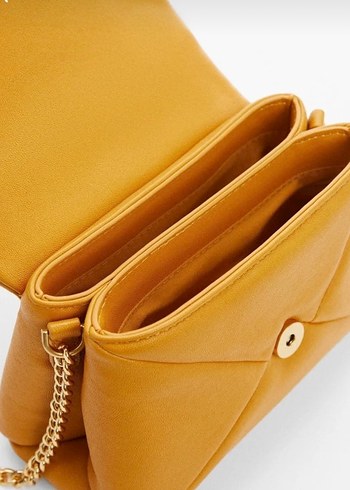 Sarı Zincir Detaylı Deri Kadın mango Çanta - Görsel 3