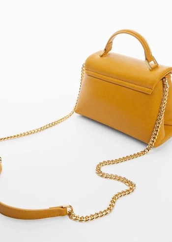 Sarı Zincir Detaylı Deri Kadın mango Çanta - Görsel 2