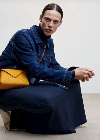 Sarı Zincir Detaylı Deri Kadın mango Çanta - Görsel 4