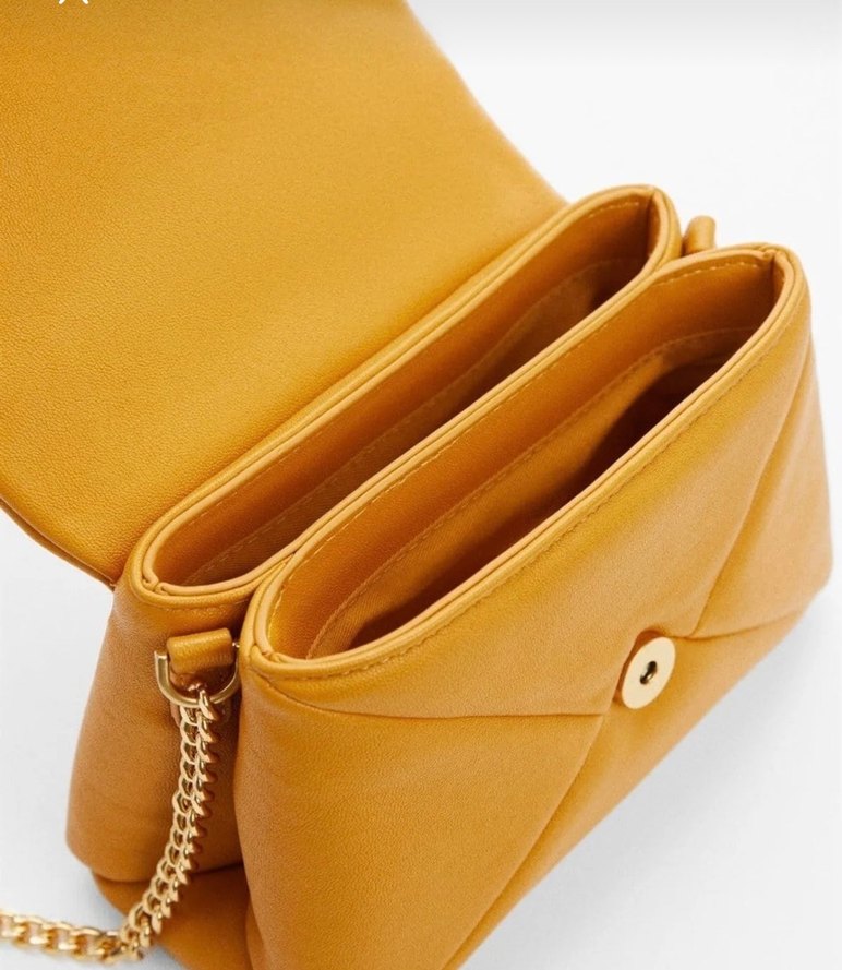 Sarı Zincir Detaylı Deri Kadın mango Çanta - Görsel 3