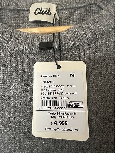 Bisiklet yaka beymen erkek yünlü kazak - Görsel 8