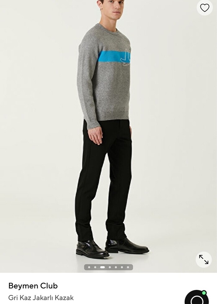 Bisiklet yaka beymen erkek yünlü kazak - Görsel 3