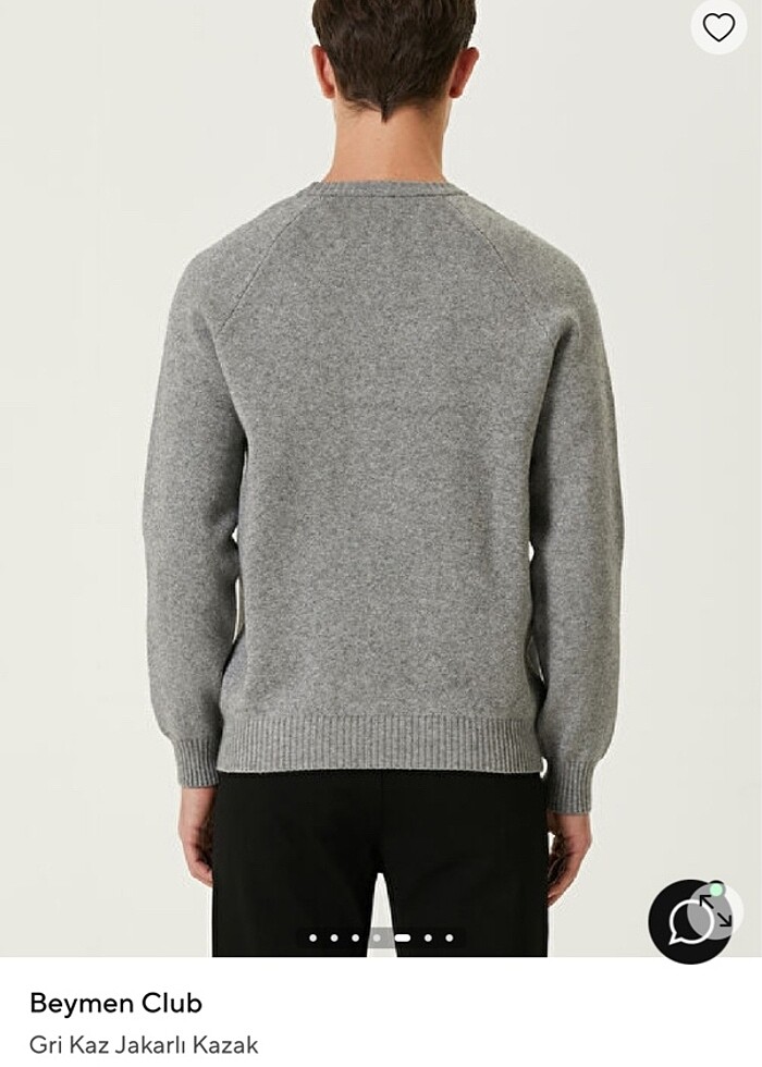 Bisiklet yaka beymen erkek yünlü kazak - Görsel 4